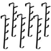Kuber Industries 5-Level Cloth Hanger|Multipurpose Cloth & Towel Holder|Iron Spray Material|Easy Installation|Interchangeable Over The Door Towel Holder|ZT-3115|Pack of 6|Black